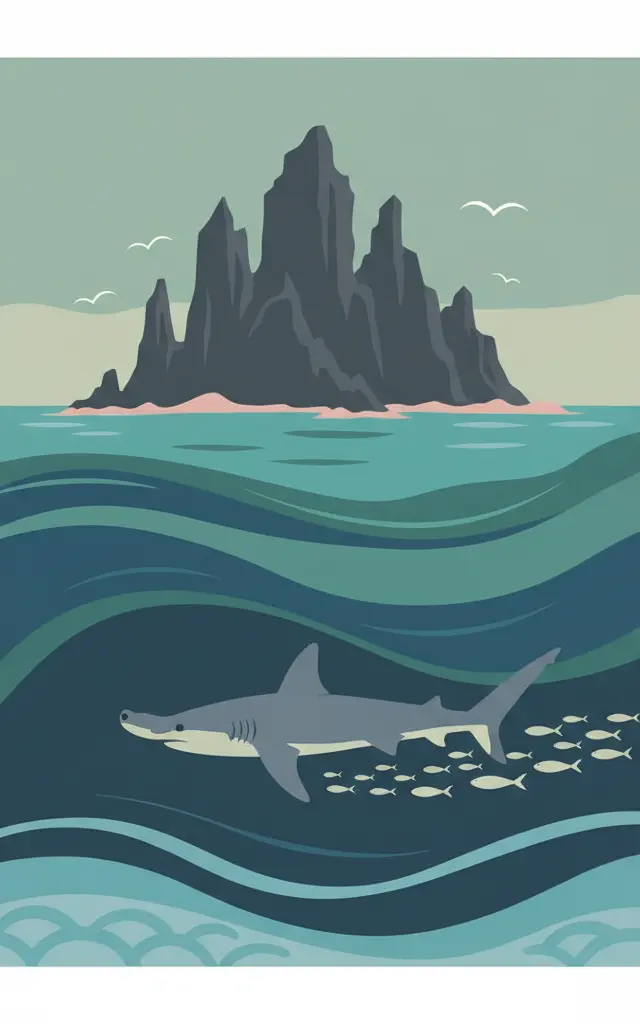 Malpelo Fauna and Flora Sanctuary — illustrated travel poster