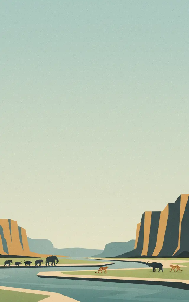 Mana Pools National Park, Sapi and Chewore Safari Areas — illustrated travel poster