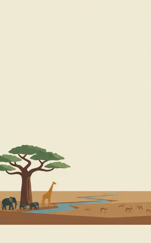Manovo-Gounda St Floris National Park — illustrated travel poster