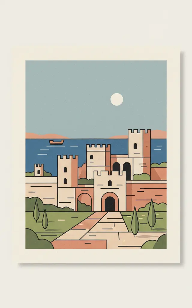 Medieval City of Rhodes — illustrated travel poster