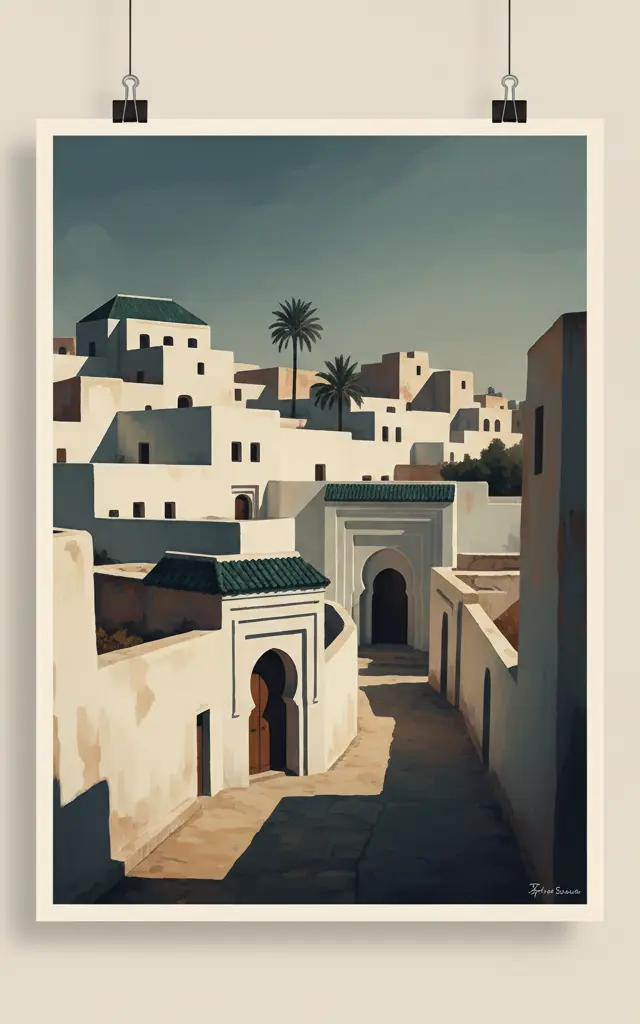 Medina of Tétouan (formerly known as Titawin) — illustrated travel poster