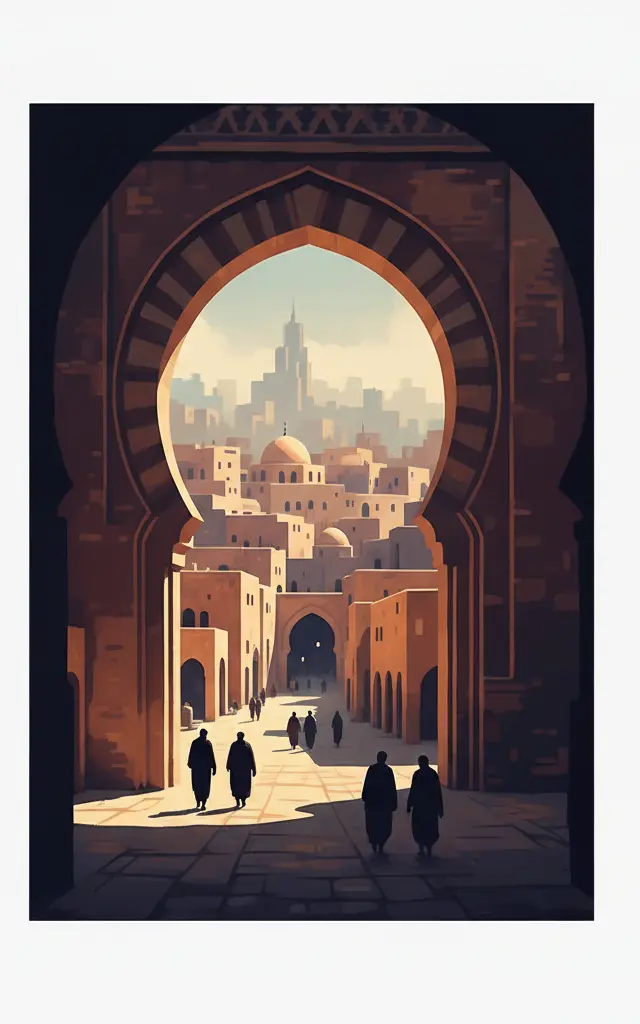 Medina of Tunis — illustrated travel poster