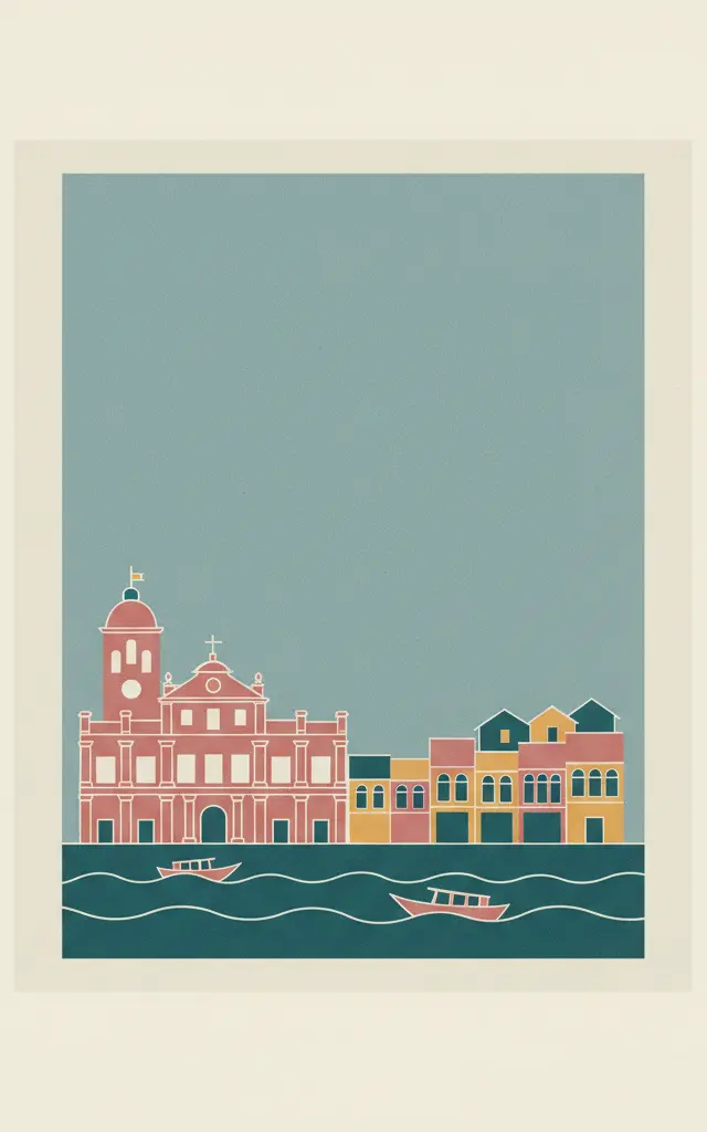 Melaka and George Town, Historic Cities of the Straits of Malacca — illustrated travel poster