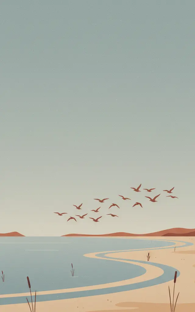 Migratory Bird Sanctuaries along the Coast of Yellow Sea-Bohai Gulf of China — illustrated travel poster