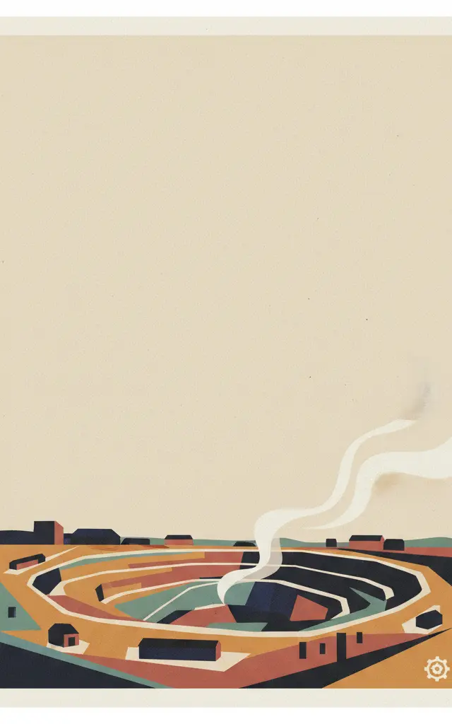 Mining Area of the Great Copper Mountain in Falun — illustrated travel poster