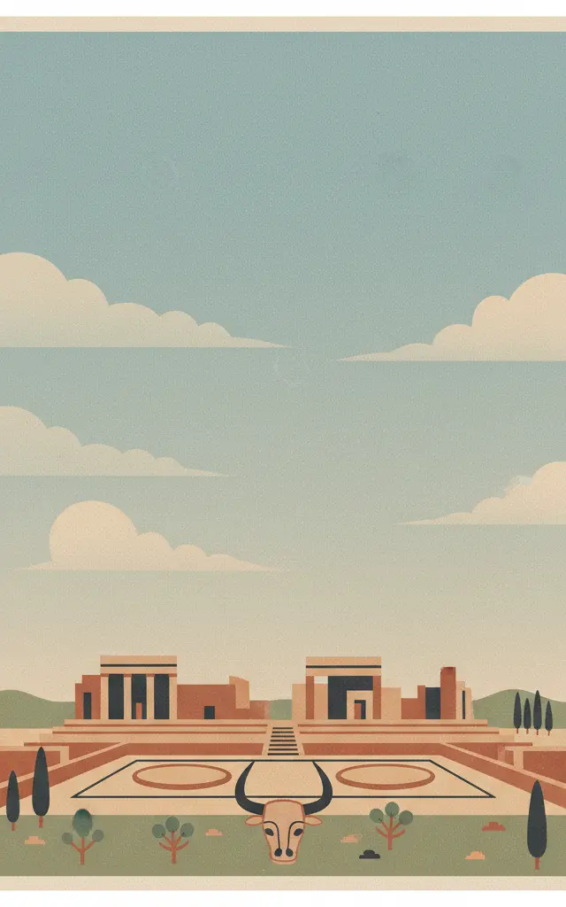 Minoan Palatial Centres — illustrated travel poster