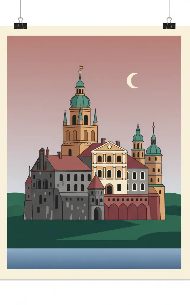Mir Castle Complex — illustrated travel poster