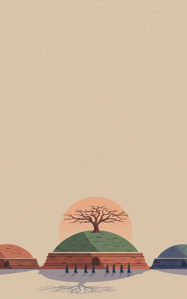 Moidams – the Mound-Burial System of the Ahom Dynasty — illustrated travel poster