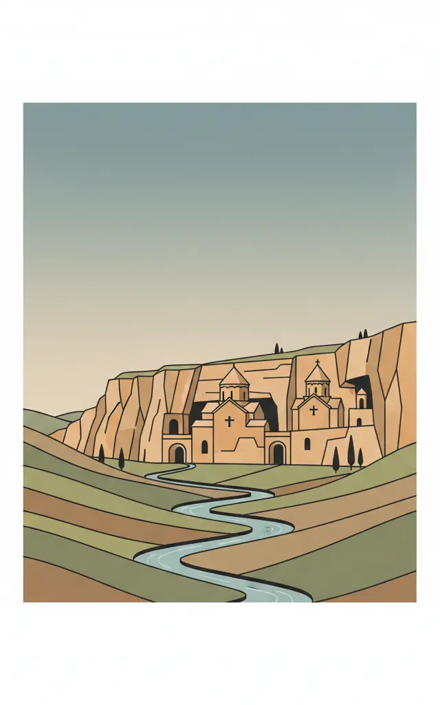Monastery of Geghard and the Upper Azat Valley — illustrated travel poster