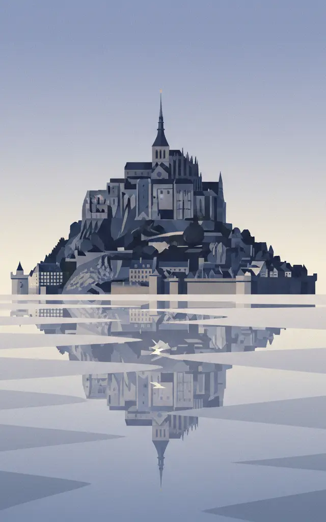 Mont-Saint-Michel — illustrated travel poster