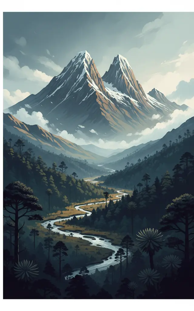 Mount Kenya National Park/Natural Forest — illustrated travel poster