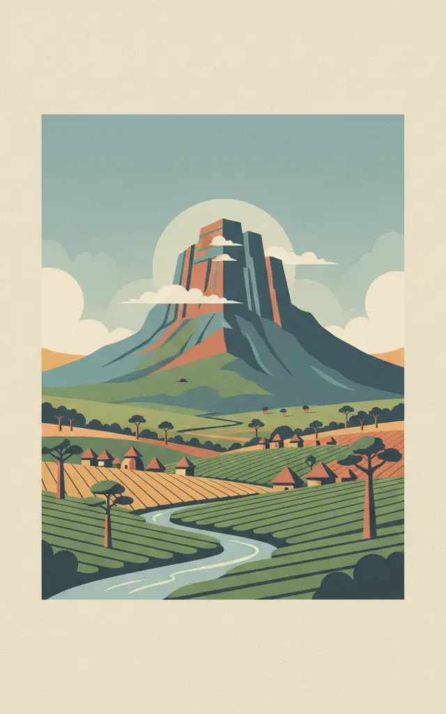 Mount Mulanje Cultural Landscape — illustrated travel poster