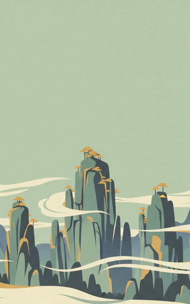 Mount Sanqingshan National Park — illustrated travel poster