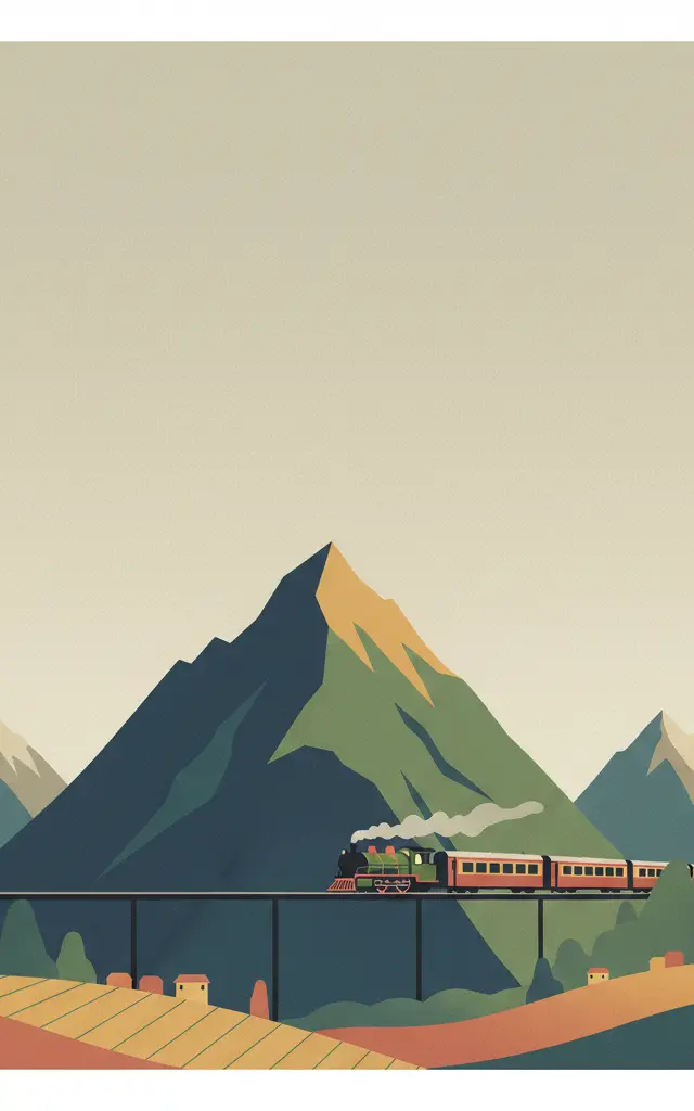 Mountain Railways of India — illustrated travel poster