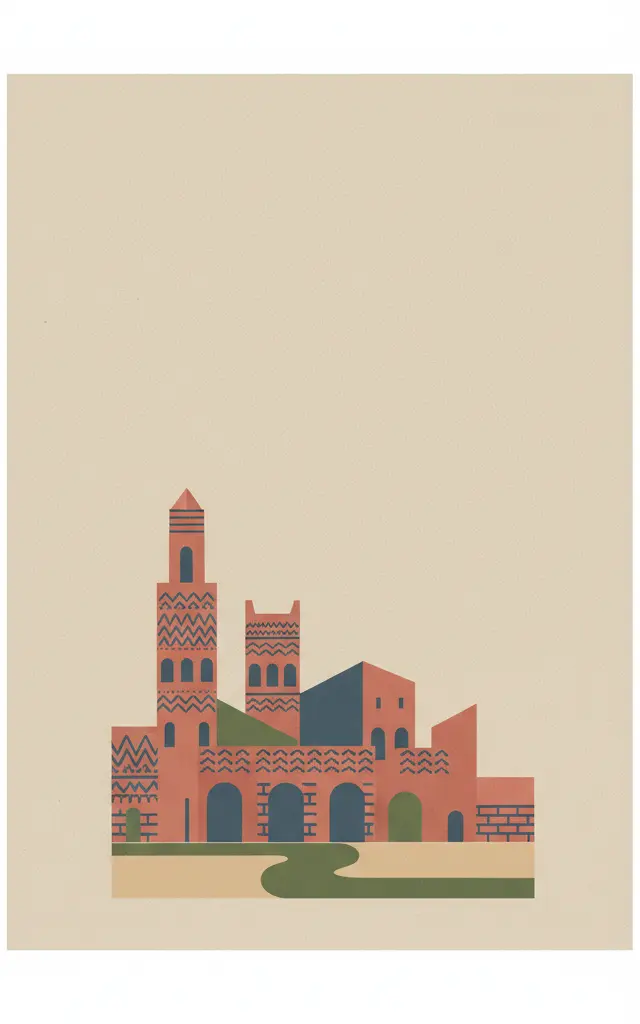 Mudejar Architecture of Aragon — illustrated travel poster