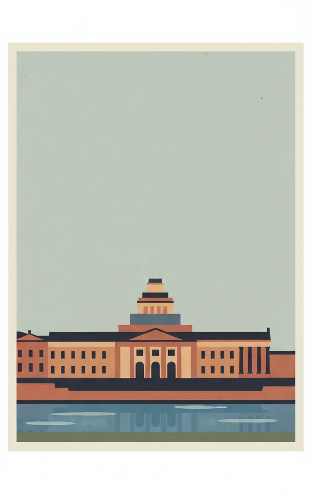 Museumsinsel (Museum Island), Berlin — illustrated travel poster
