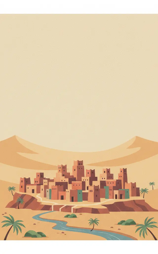 M'Zab Valley — illustrated travel poster