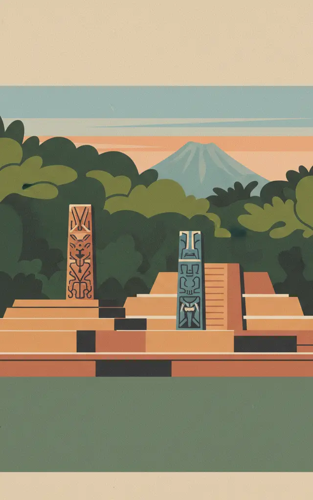 National Archaeological Park Tak’alik Ab’aj — illustrated travel poster