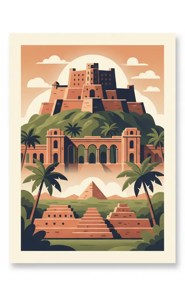 National History Park – Citadel, Sans Souci, Ramiers — illustrated travel poster