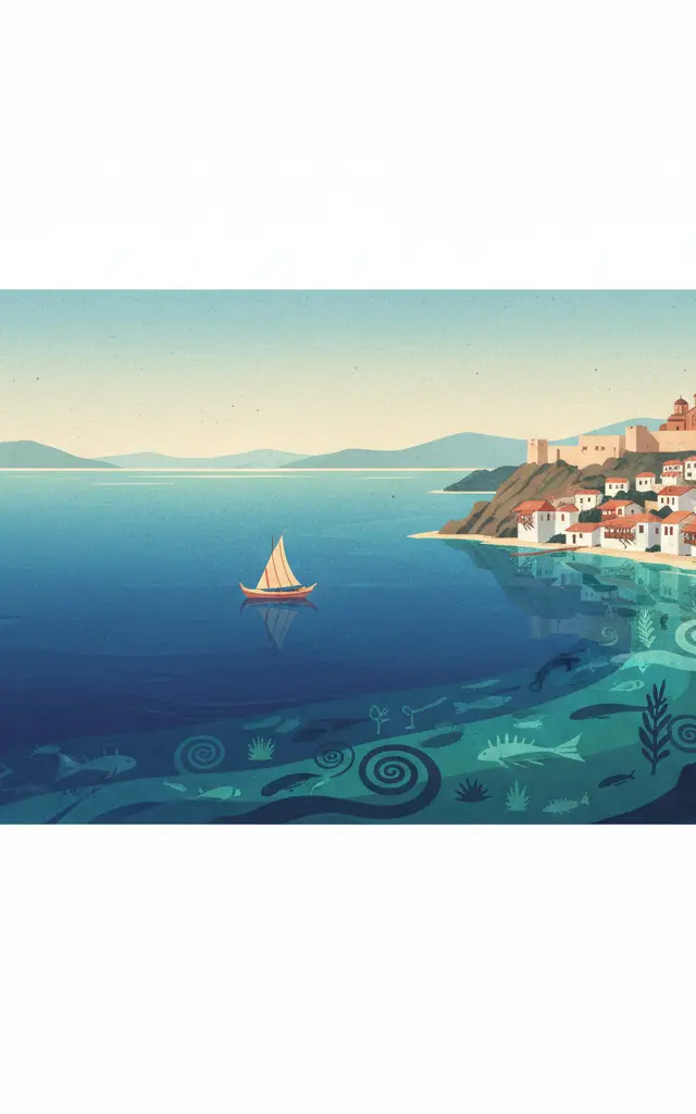 Natural and Cultural Heritage of the Ohrid region — illustrated travel poster