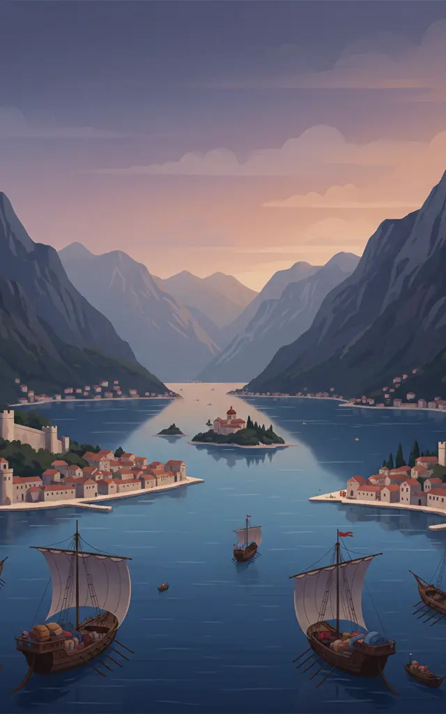 Natural and Culturo-Historical Region of Kotor — illustrated travel poster
