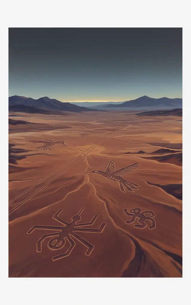 Lines and Geoglyphs of Nasca and Palpa — illustrated travel poster