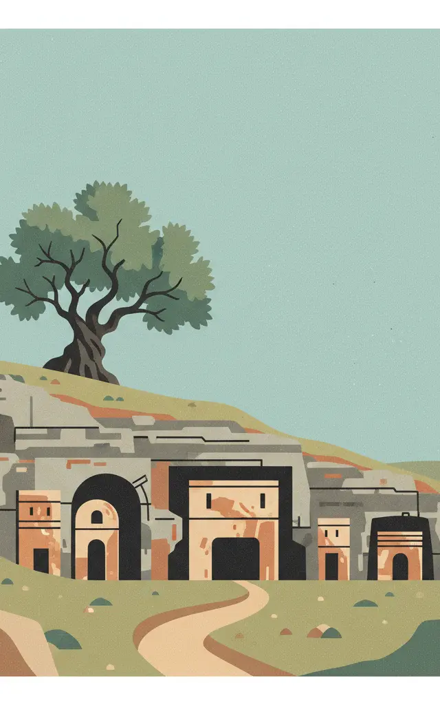 Necropolis of Bet She’arim: A Landmark of Jewish Renewal — illustrated travel poster