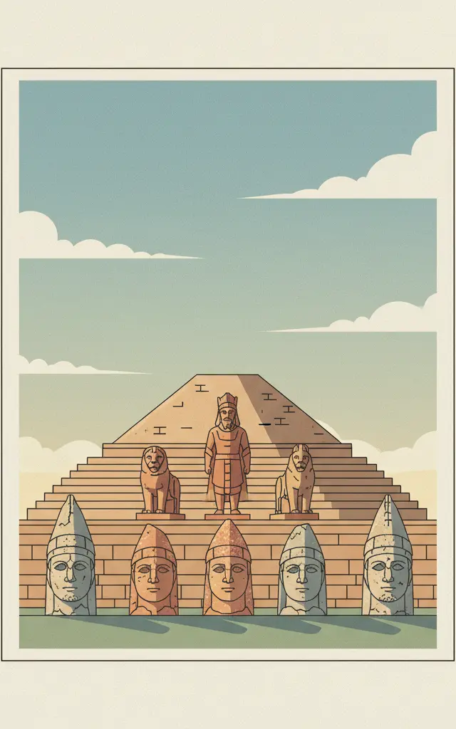 Nemrut Dağ — illustrated travel poster