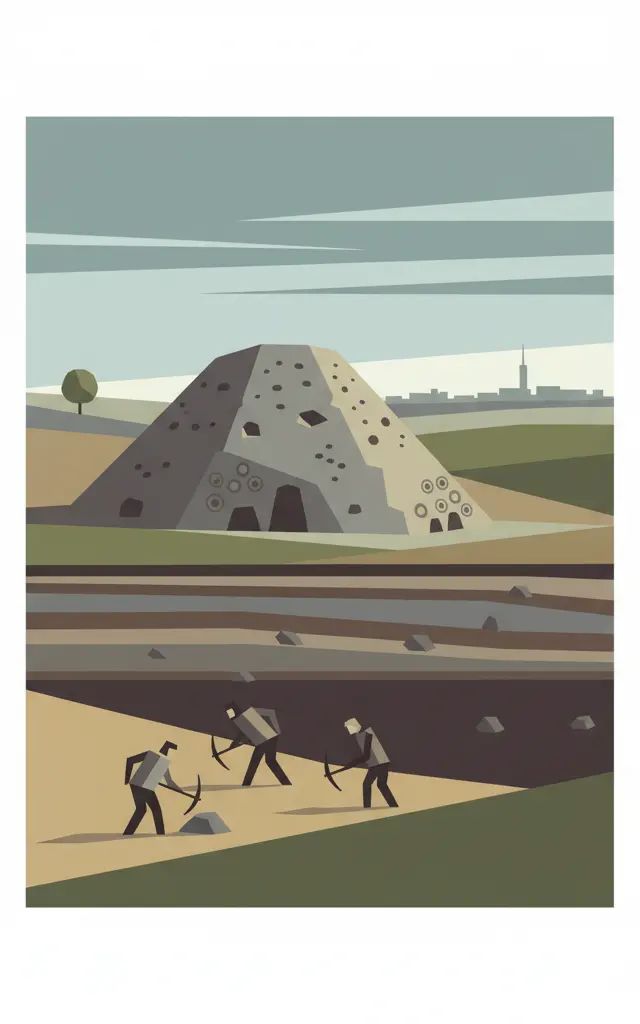 Neolithic Flint Mines at Spiennes (Mons) — illustrated travel poster