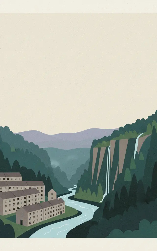 New Lanark — illustrated travel poster