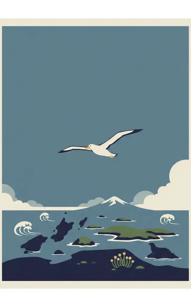 New Zealand Sub-Antarctic Islands — illustrated travel poster