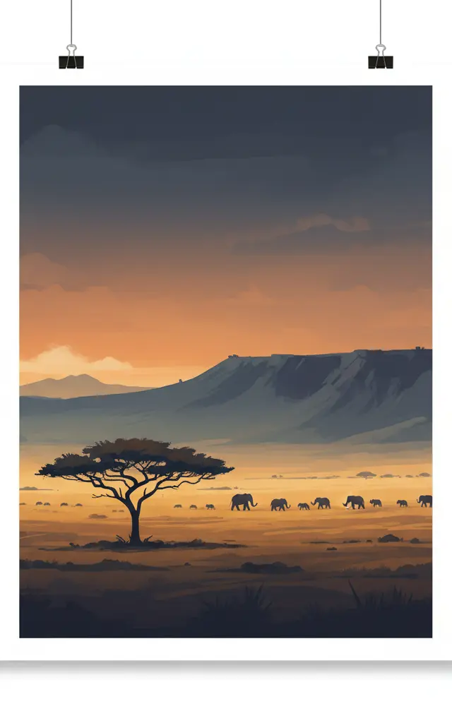 Ngorongoro Conservation Area — illustrated travel poster