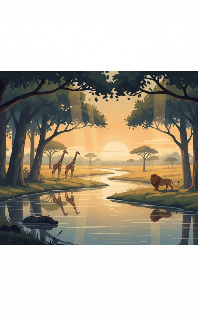 Niokolo-Koba National Park — illustrated travel poster