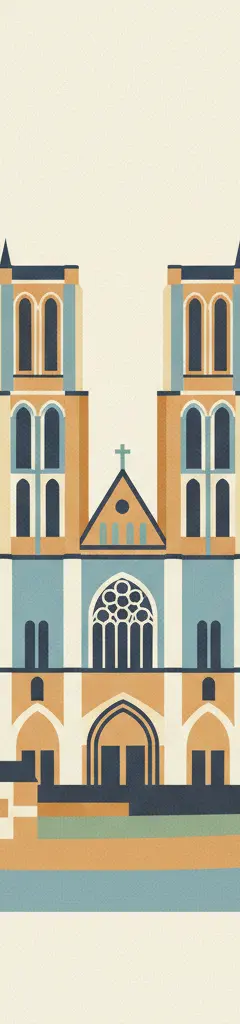 Notre-Dame Cathedral in Tournai — illustrated travel poster