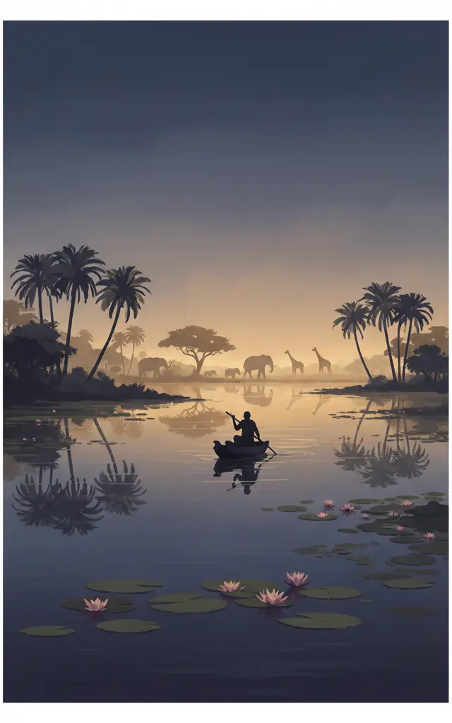 Okavango Delta — illustrated travel poster