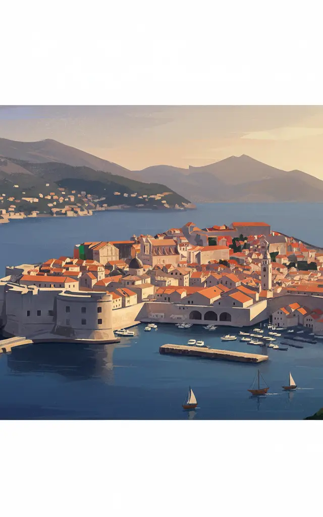 Old City of Dubrovnik — illustrated travel poster