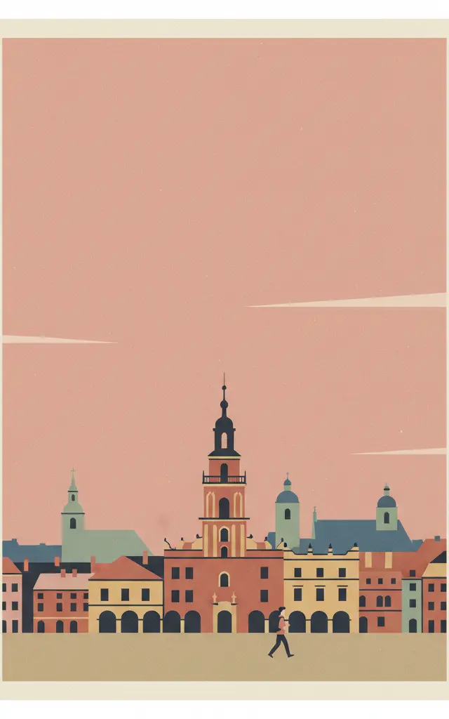 Old City of Zamość — illustrated travel poster