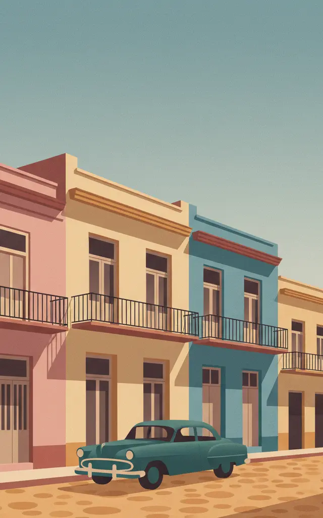 Old Havana — illustrated travel poster