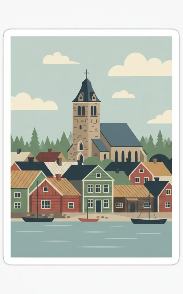 Old Rauma — illustrated travel poster