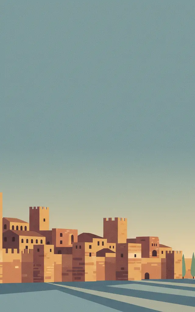 Old Town of Cáceres — illustrated travel poster
