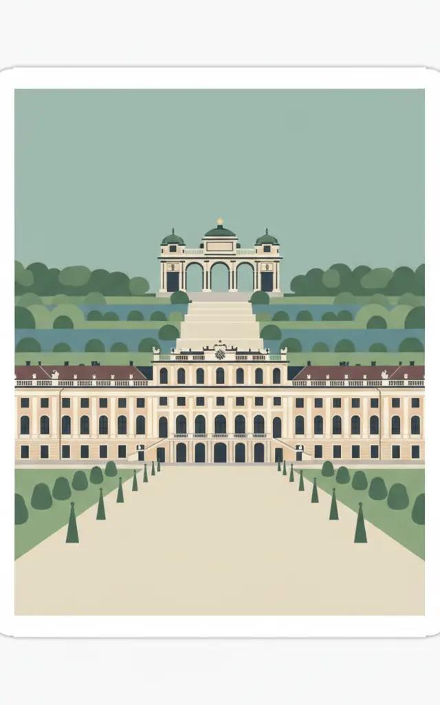Palace and Gardens of Schönbrunn — illustrated travel poster