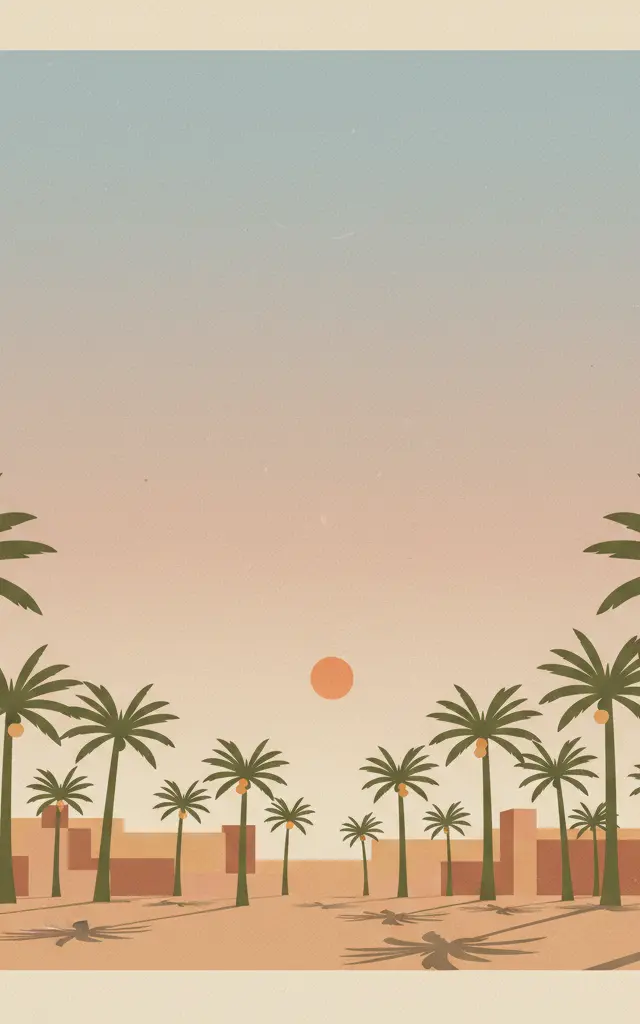 Palmeral of Elche — illustrated travel poster