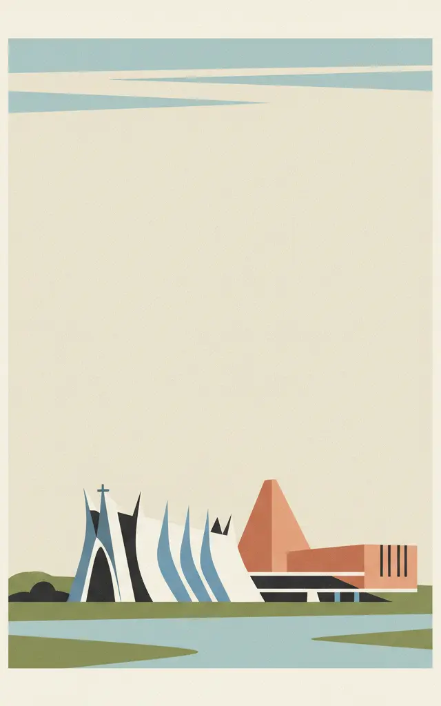 Pampulha Modern Ensemble — illustrated travel poster