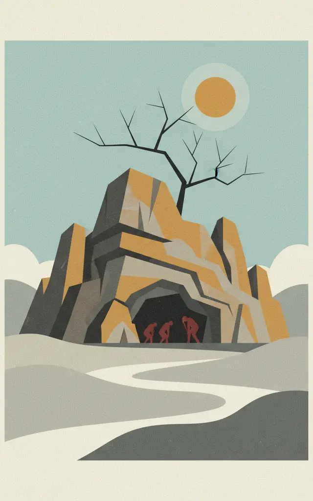 Peking Man Site at Zhoukoudian — illustrated travel poster