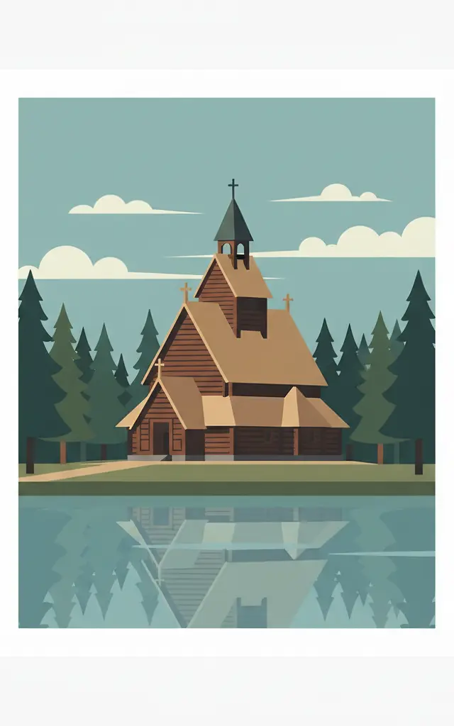 Petäjävesi Old Church — illustrated travel poster