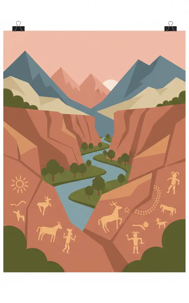 Petroglyphs of the Archaeological Landscape of Tanbaly — illustrated travel poster
