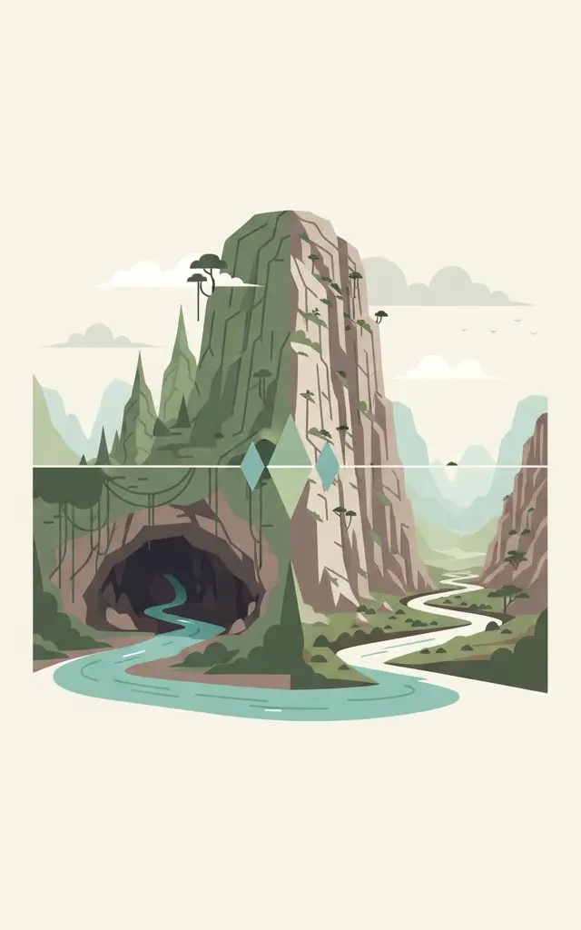 Phong Nha-Ke Bang National Park and Hin Nam No National Park — illustrated travel poster