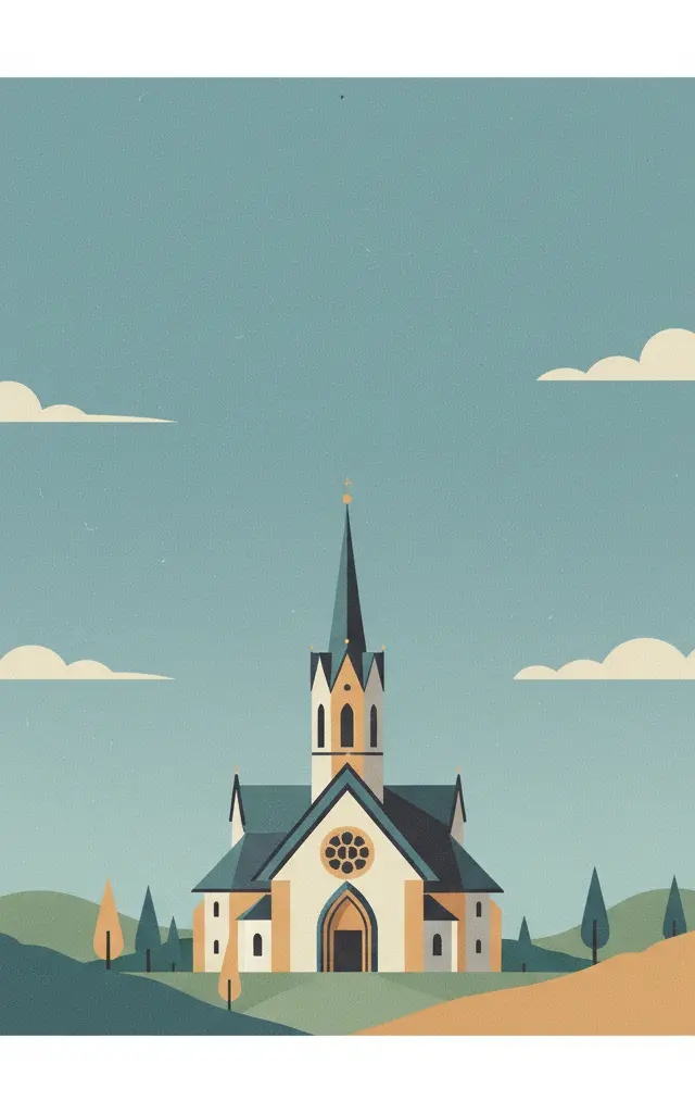 Pilgrimage Church of St John of Nepomuk at Zelená Hora — illustrated travel poster