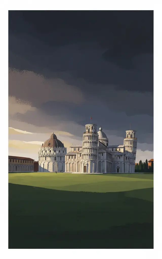Piazza del Duomo, Pisa — illustrated travel poster