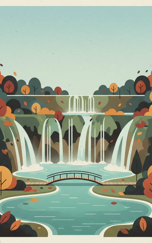 Plitvice Lakes — illustrated travel poster